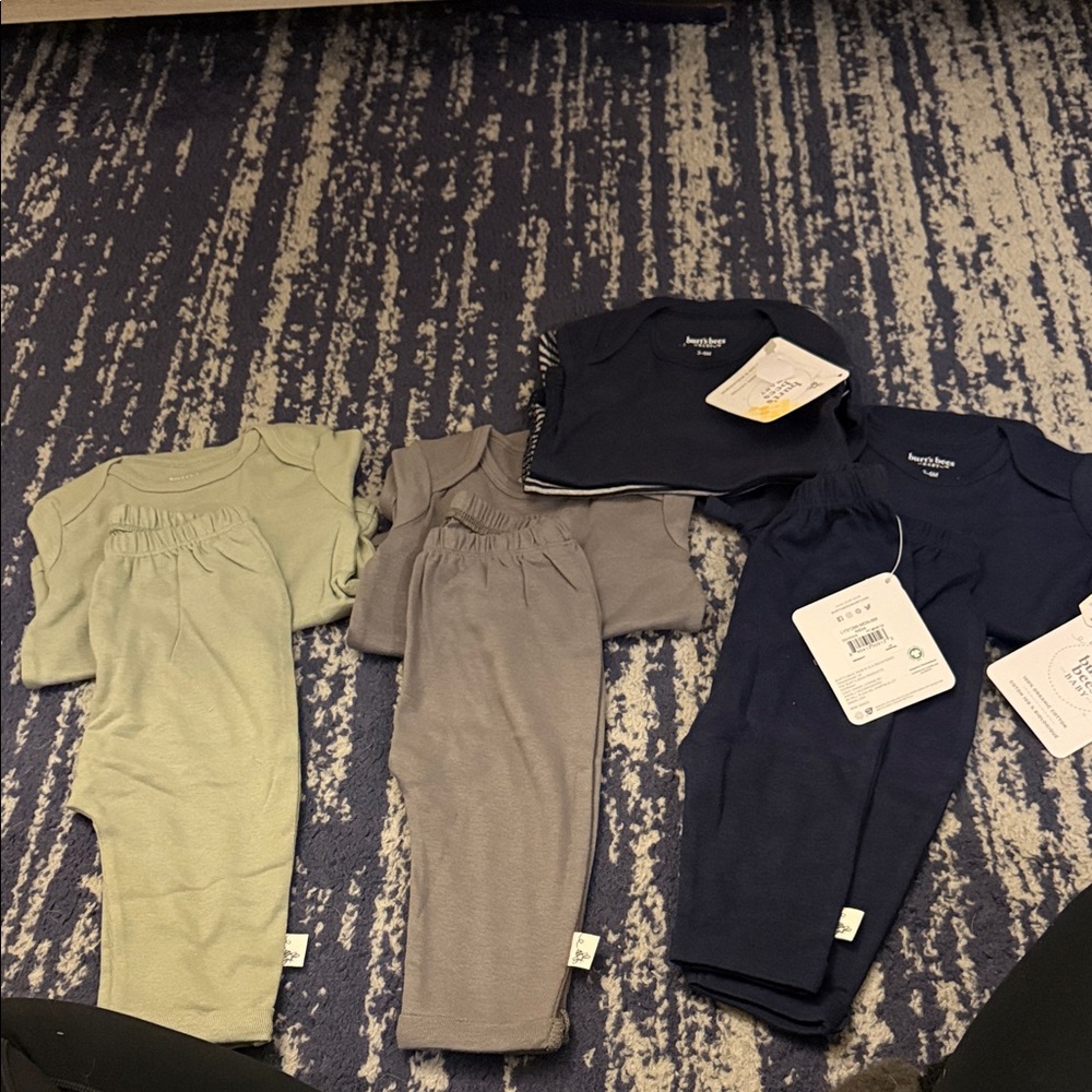 Burts bees Baby- 3 piece Matching Set - Navy, Gray, Olive